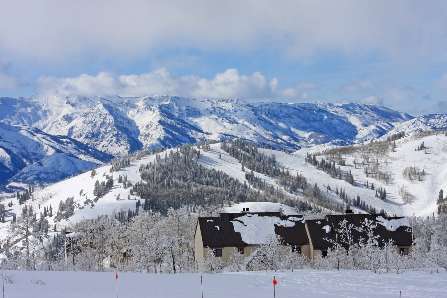 Snow-covered Wasatch Front mountains in Utah